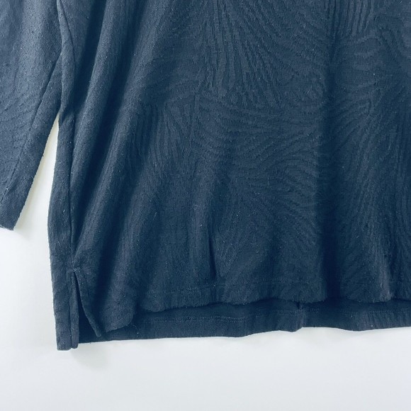 Chico's Black Textured Knit 3/4 Sleeve Cowl Neck Top Shirt Womens Sz 2 Medium 12 - Picture 3 of 7
